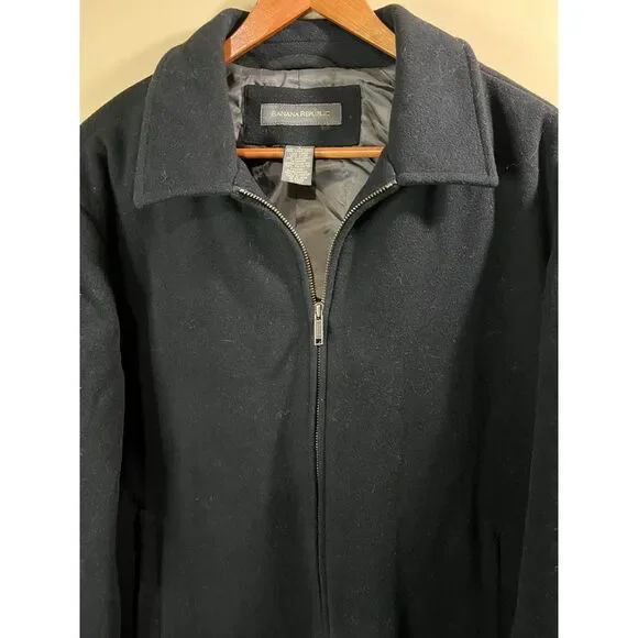 Banana Republic Black Wool Blend Zip Up Jacket Classic Professional Outerwear‎ - Picture 3 of 6